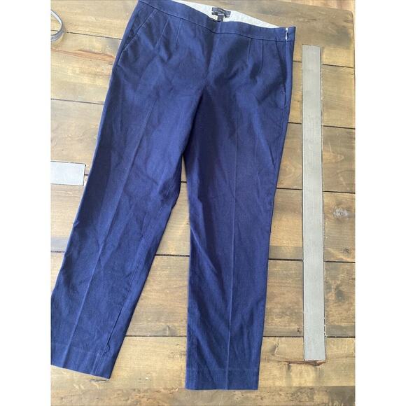 J Crew Martie Pants Size 8 Navy Career Straight Leg Chino BI STretch Cotton - Picture 1 of 8